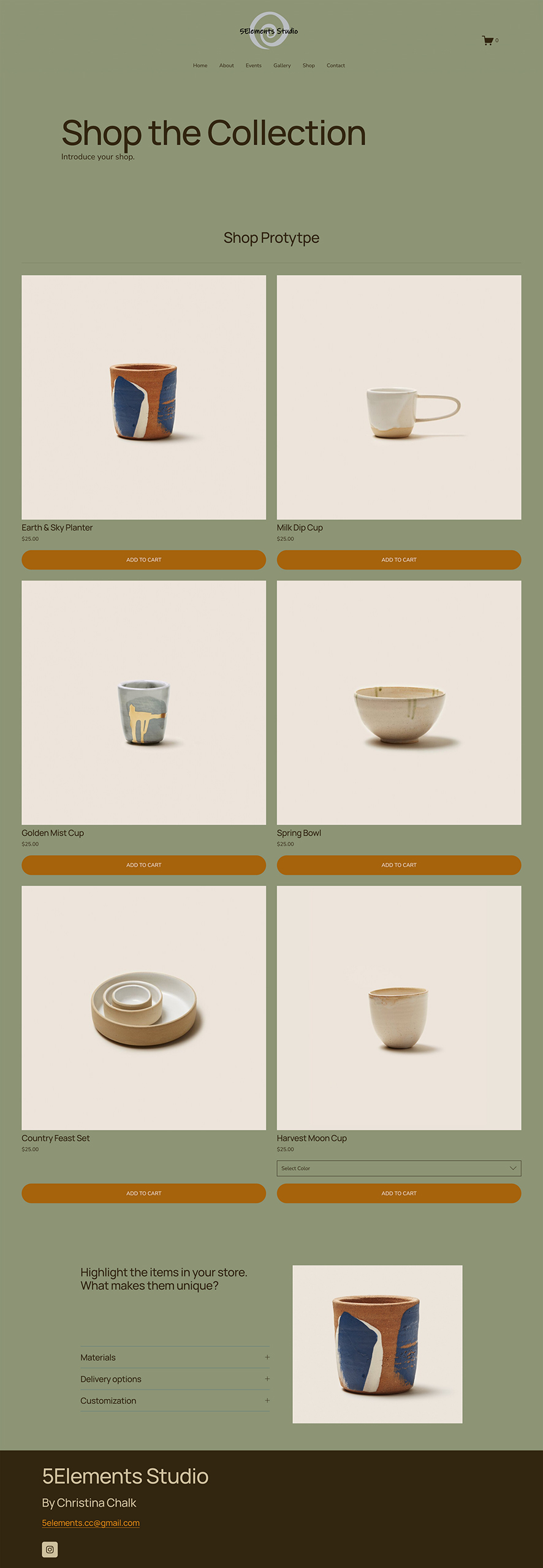 Wireframe - Shop page