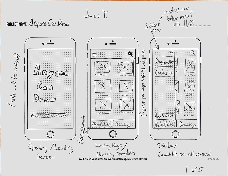 Wireframe Sketch 1 of 5