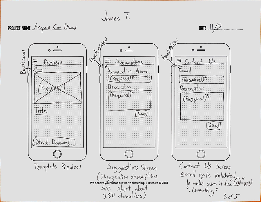 Wireframe Sketch 3 of 5