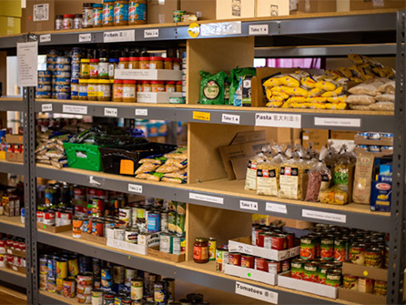 Shelves of food