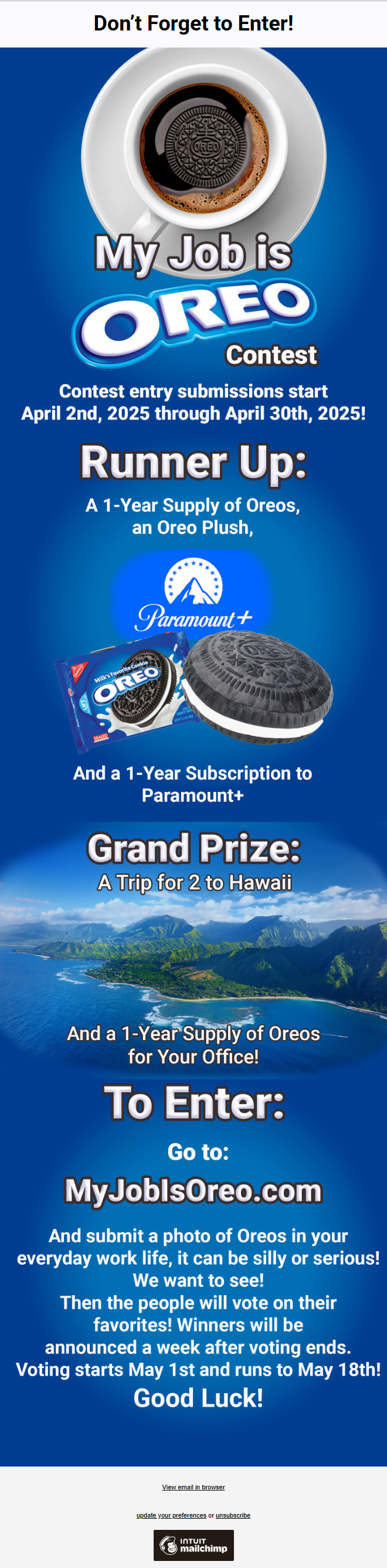 Sweepstakes Reminder Email