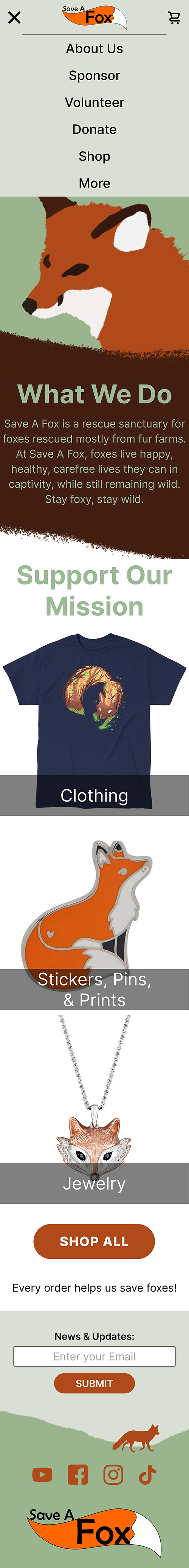 Mobile - Homepage dropdown menu