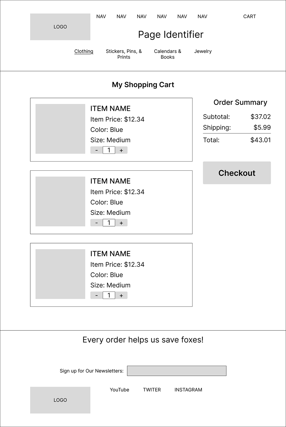 Wireframe - Shopping Cart