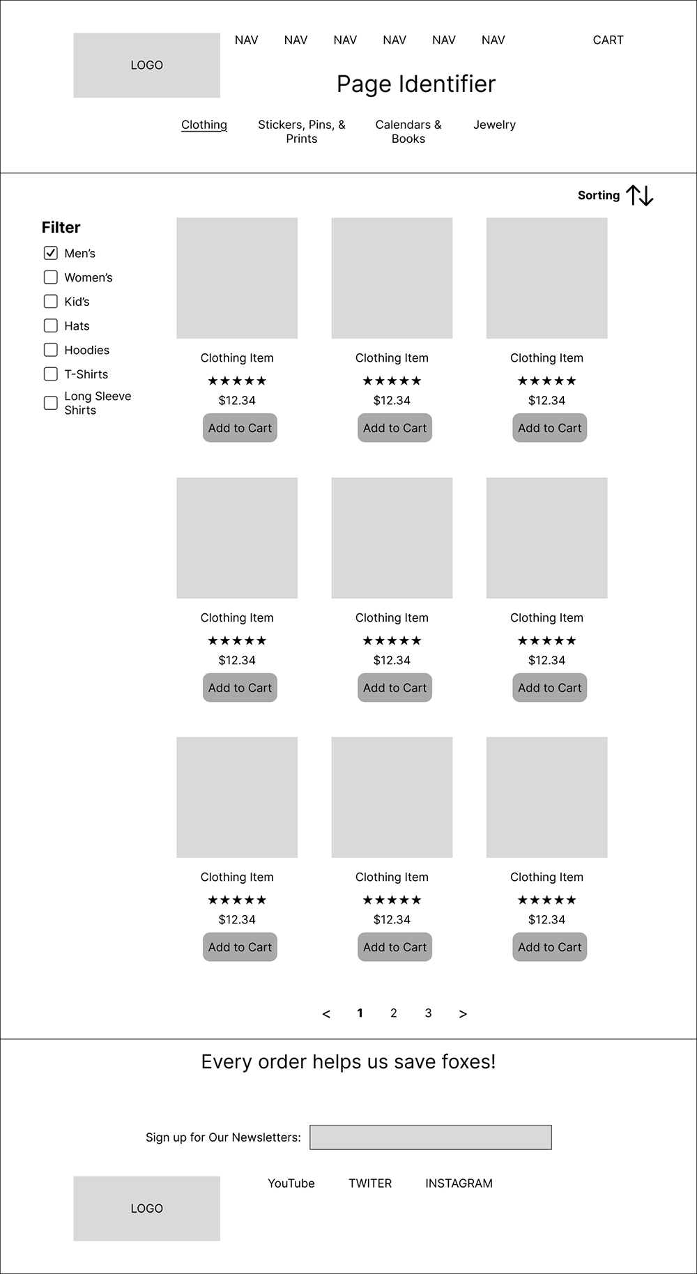 Wireframe - Product Collection